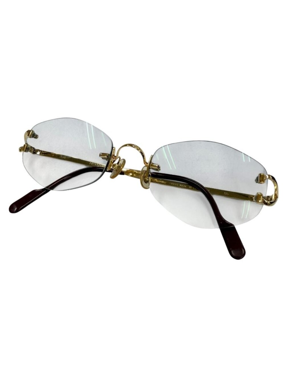 Cartier 2C Decor Two Point Rimless Gradient Lens with Logo Eyewear Sunglasses